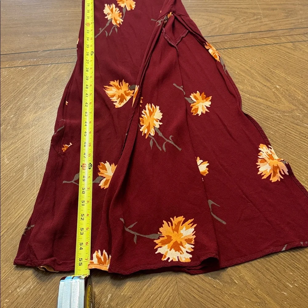 Reformation Santiago Floral Boho Dress Auburn Drape Neck Dramatic Slit Size XS - Picture 10 of 15